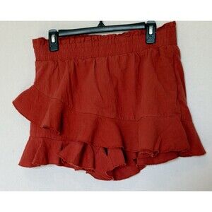 Liyo Hon Orange  Ruffle Cotton Blend Shorts Skirts Elastic Waist Size L Sundress